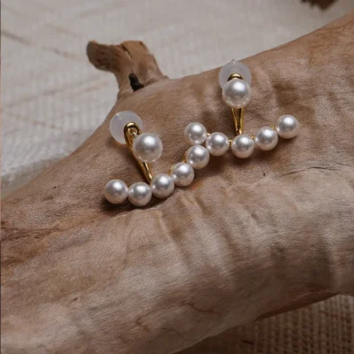 Elegant pearl long drop earrings for women Korean style jewelry