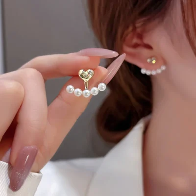 Stylish pearl heart earrings for women fashion accessory