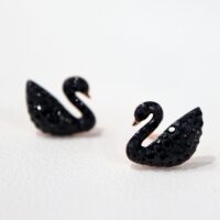Swan cubic zirconia earrings black white design