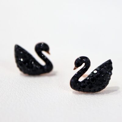 Swan cubic zirconia earrings black white design