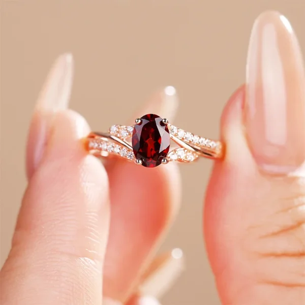 925 Silver Jewelry Ring with Ruby Zircon