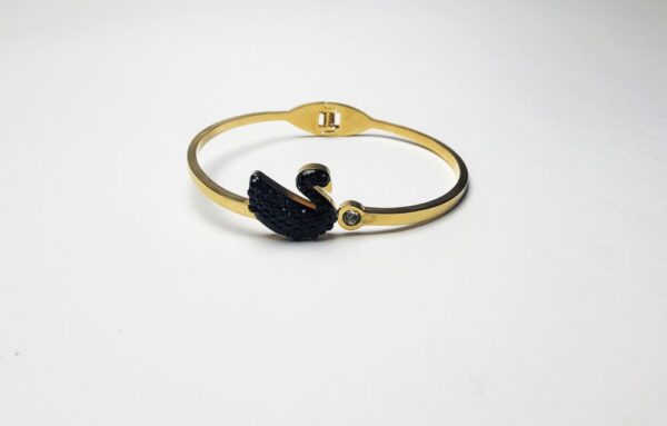 Black swan crystal bracelet side view