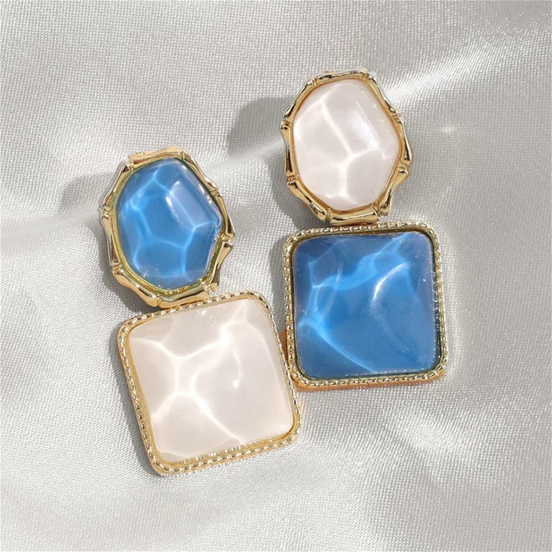 Stylish blue drop earrings for women personality jewelry