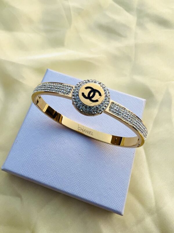 Gold-tone crystal bangle for women