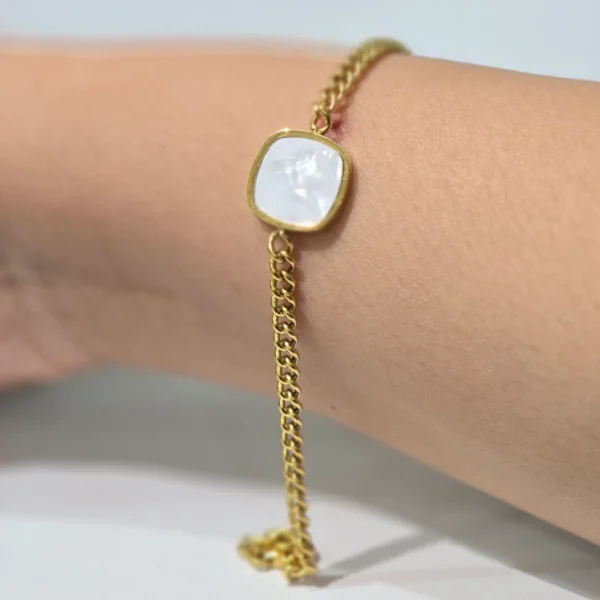 Cushion-Cut White Stone Bracelet
