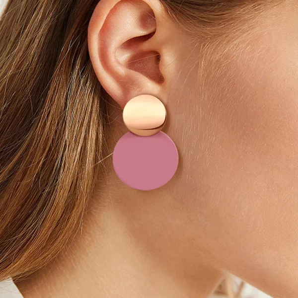 Pink geometric joker round earrings for women