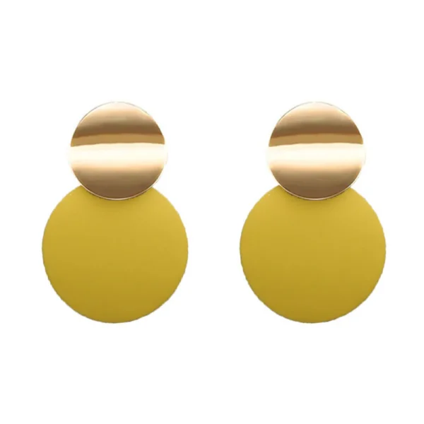 Bright yellow joker stud earrings geometric style
