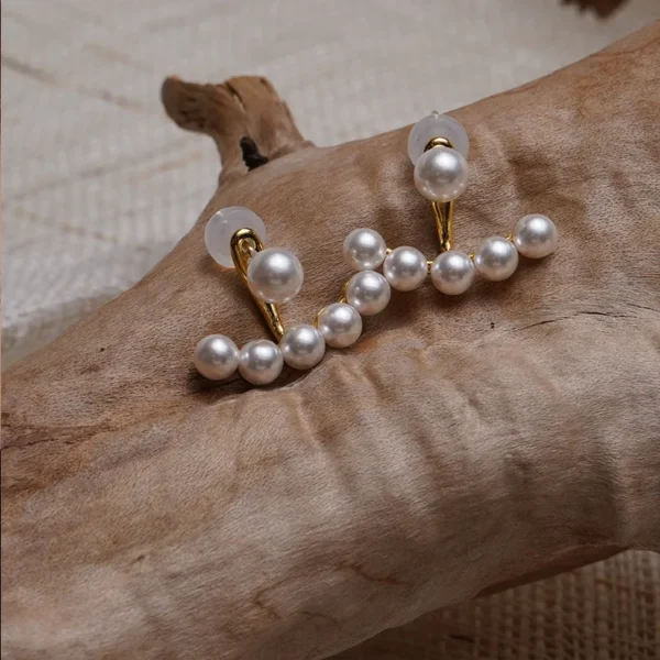Elegant pearl long drop earrings for women Korean style jewelry