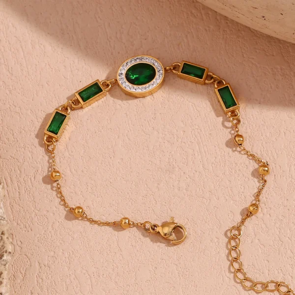 Luxury green crystal bracelet detail view
