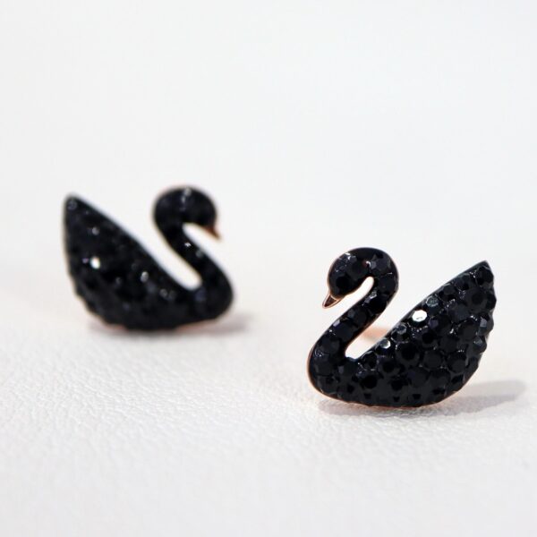Swan cubic zirconia earrings black white design