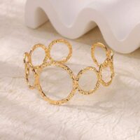 hollow interlocking circle open cuff bangle bracelet for women
