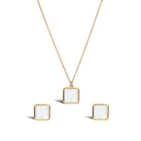 Luxury Square White Onyx Pendant & Earrings