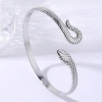 Luxury gold and silver snake shaped couples bangle bracelet