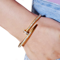 Luxury gold nail bangle bracelet with crystals
