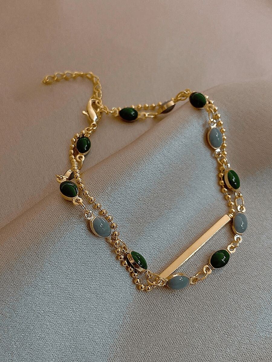 Vintage Gold Double Layer Chain Bracelet for Girls