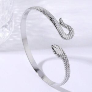 Luxury gold and silver snake shaped couples bangle bracelet