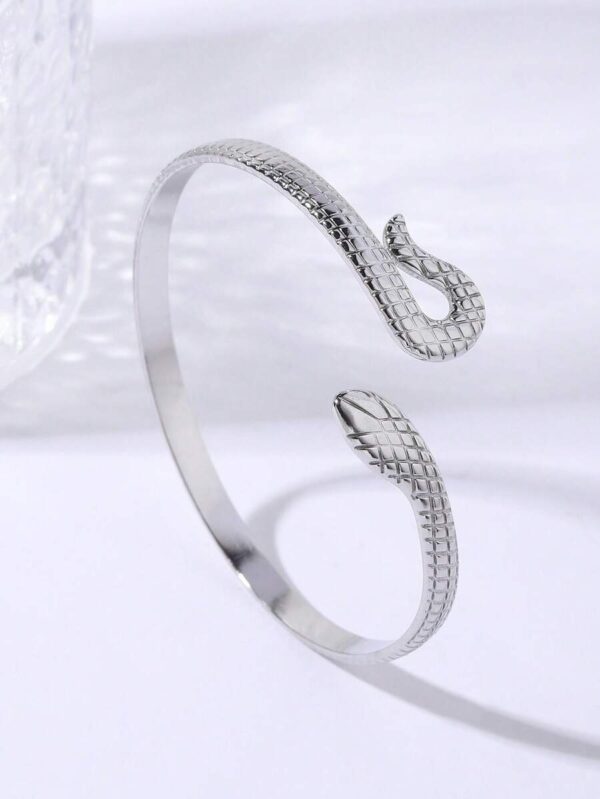 Luxury gold and silver snake shaped couples bangle bracelet