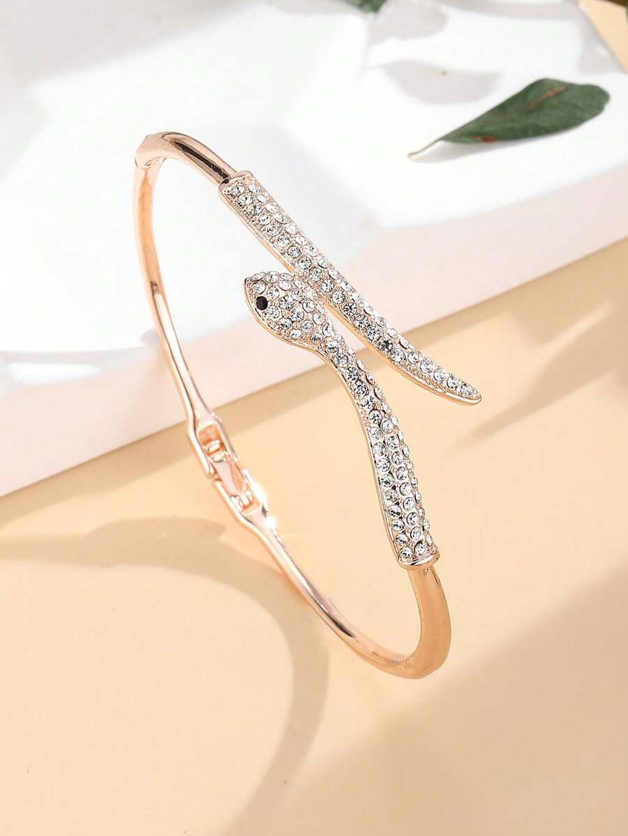 Luxury Gold Snake Crystal Bangle Bracelet