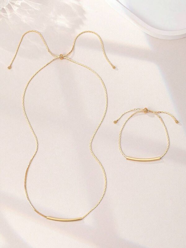 Adjustable Bracelet & Bar Necklace